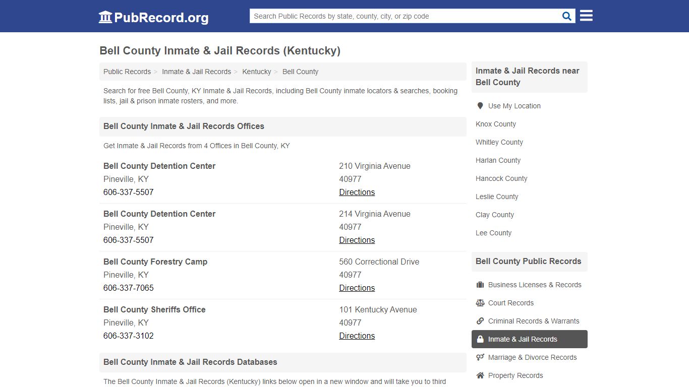 Free Bell County Inmate & Jail Records (Kentucky Inmate ...